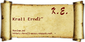 Krall Ernő névjegykártya
